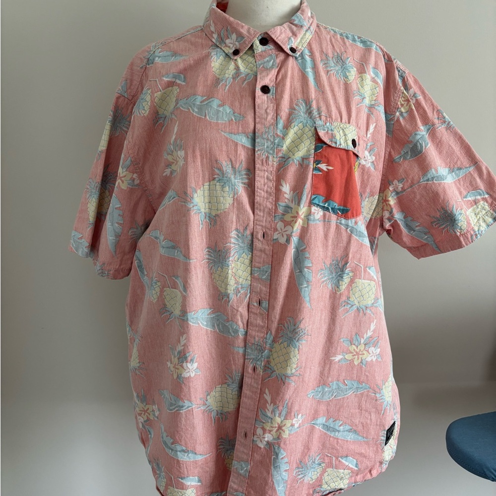 Billabong Orange Pineapple (inside out) Casual Button Down Shirt for Summer